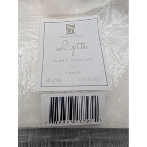 Saro Lifestyle Lizette Napkins Set 4 Off White Cotton Fringe 20x20 NIP